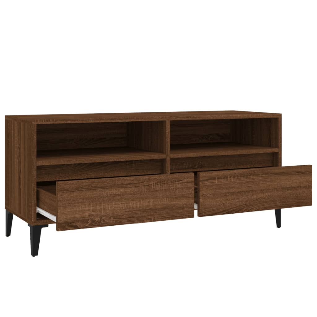 Meuble TV 150x30x44,5 cm ouvré en bois couleur chêne