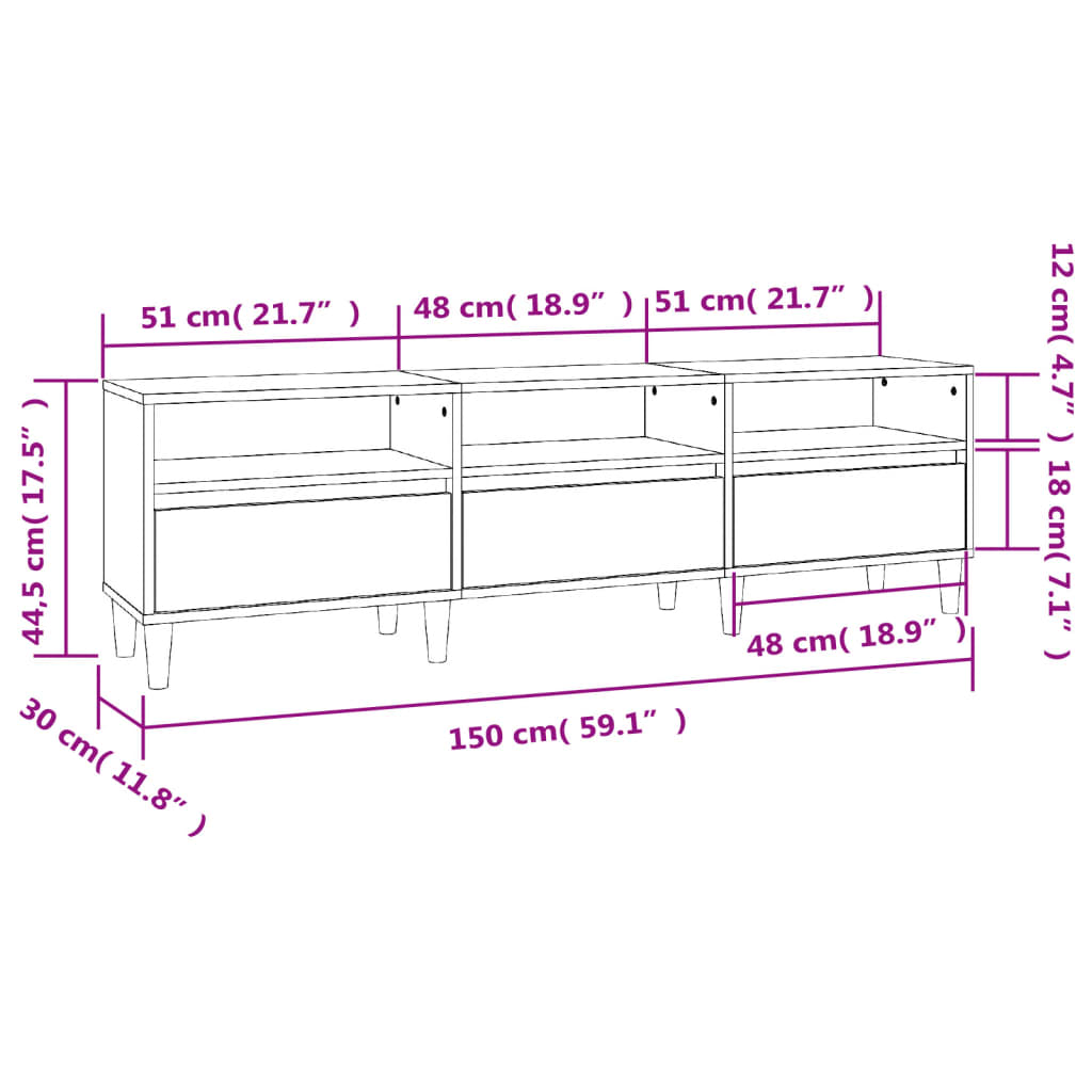 Tv-meubel 100x34,5x44,5 cm bewerkt hout