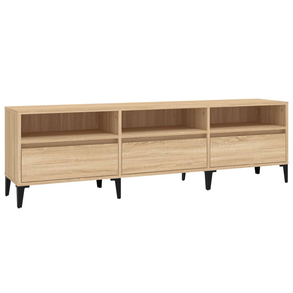 Meuble TV 150x30x44,5 cm ouvré en bois couleur chêne