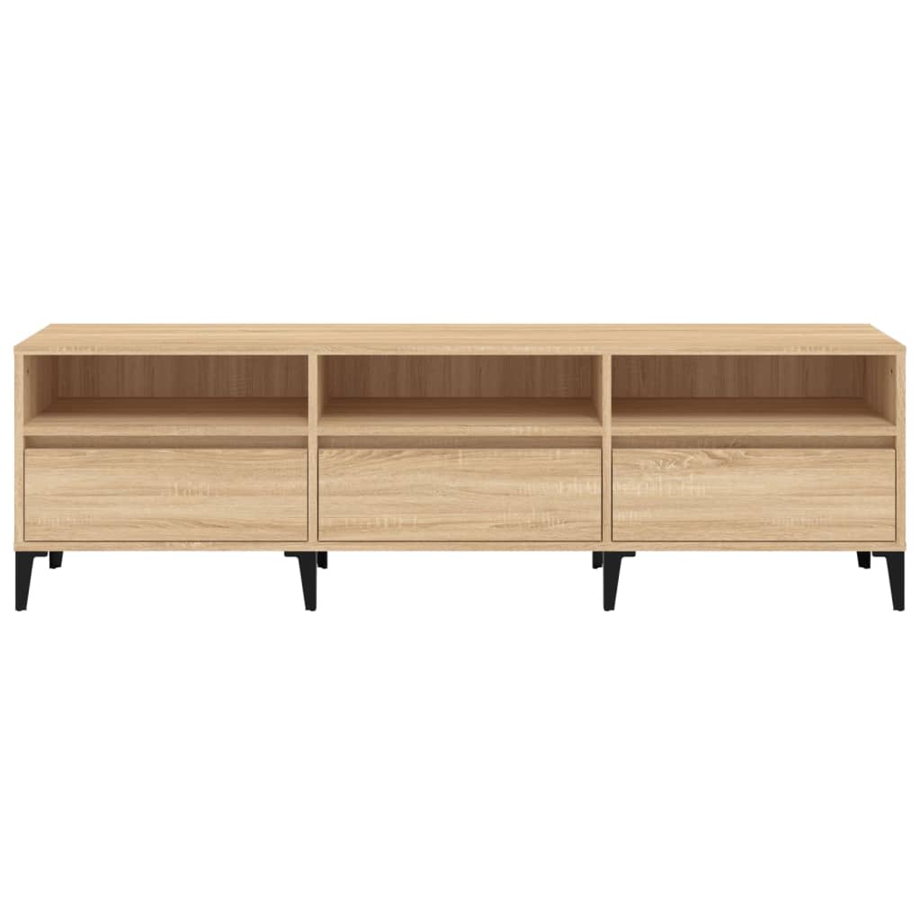 Meuble TV 150x30x44,5 cm ouvré en bois couleur chêne