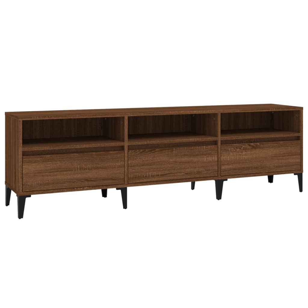 Meuble TV 150x30x44,5 cm ouvré en bois couleur chêne