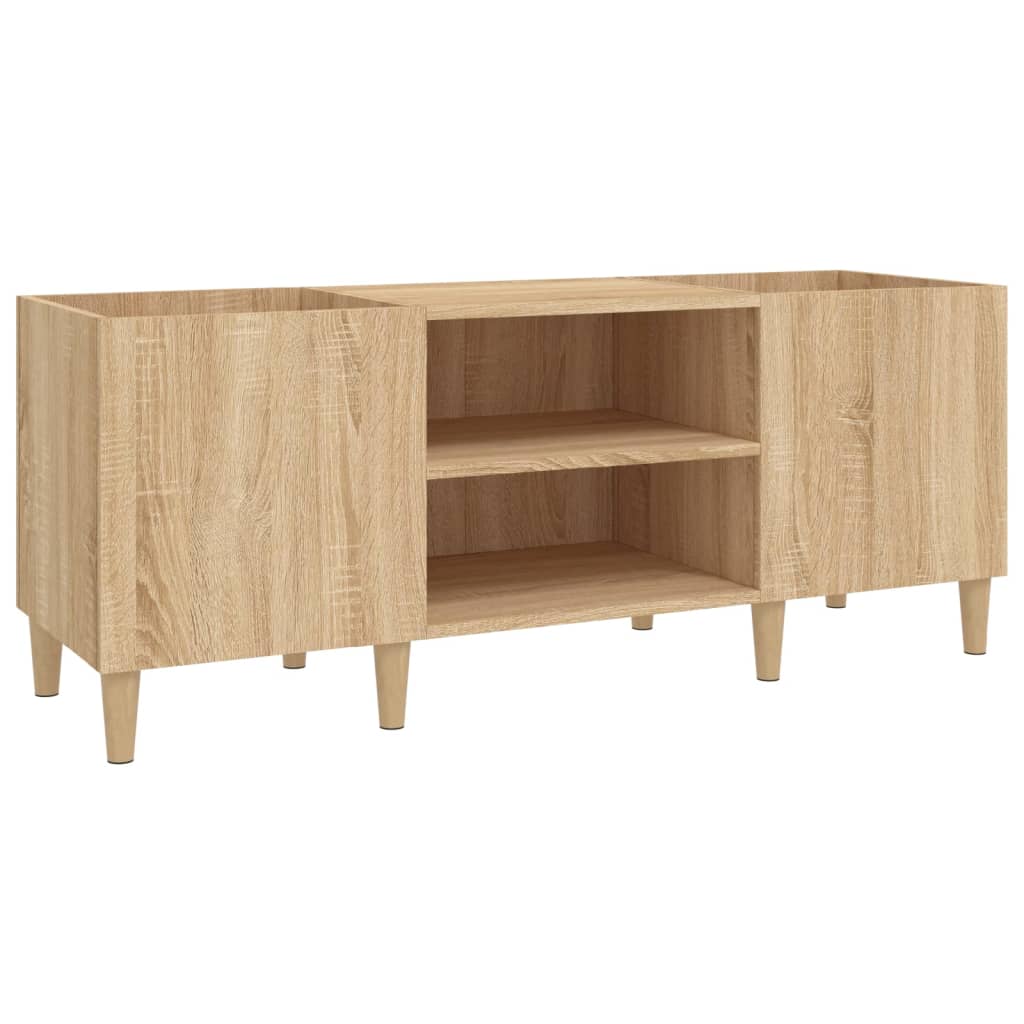 Platenkast 121x38x48 cm bewerkt hout bruin eikenkleur