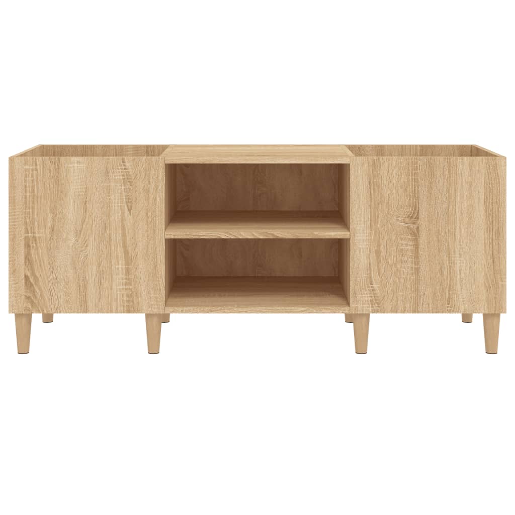 Platenkast 121x38x48 cm bewerkt hout eikenkleurig