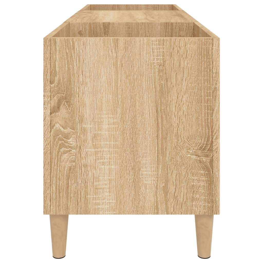 Platenkast 121x38x48 cm bewerkt hout bruin eikenkleur