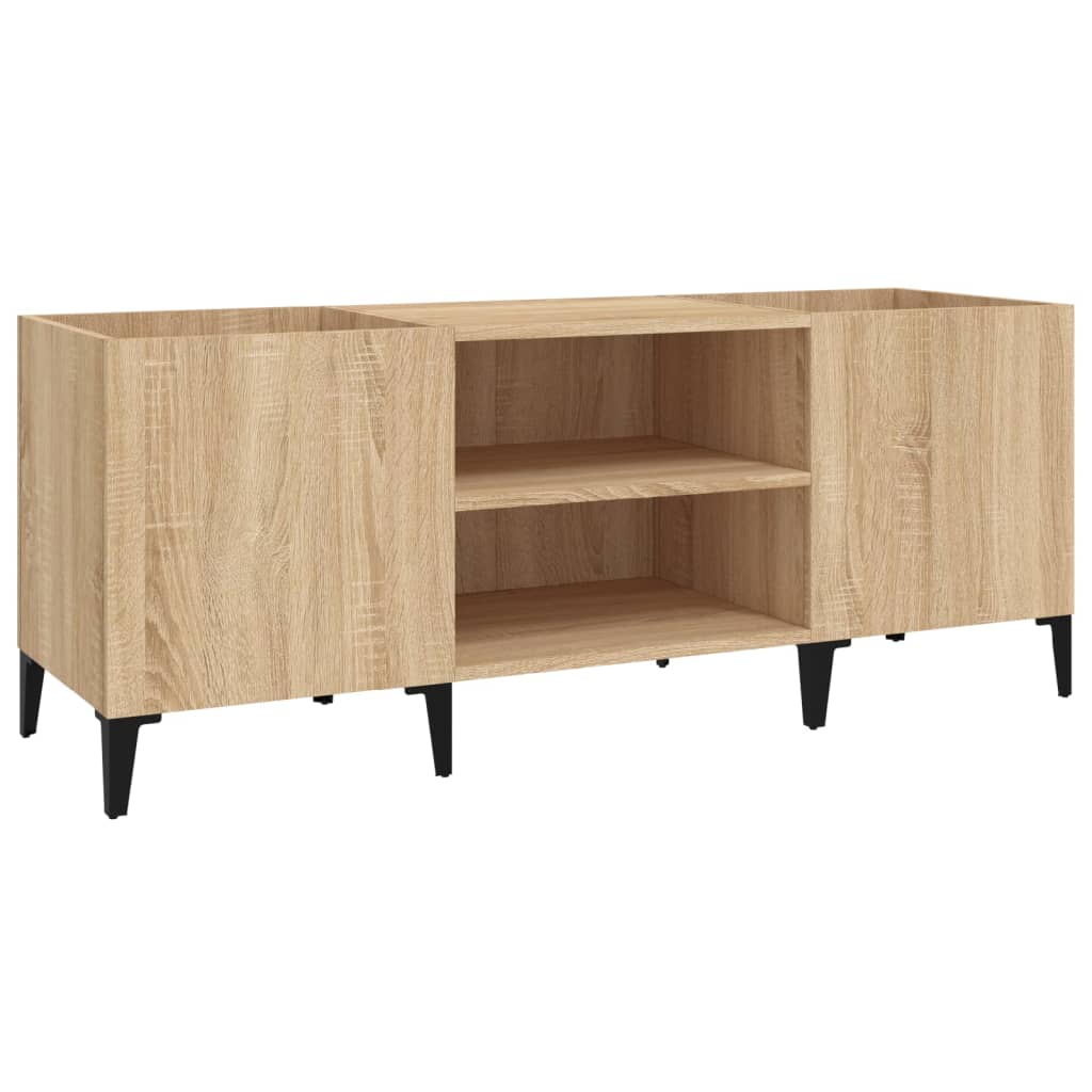 Platenkast 121x38x48 cm bewerkt hout eikenkleurig