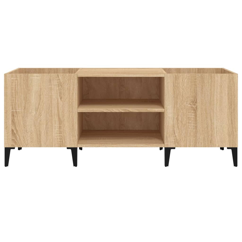 Platenkast 121x38x48 cm bewerkt hout eikenkleurig