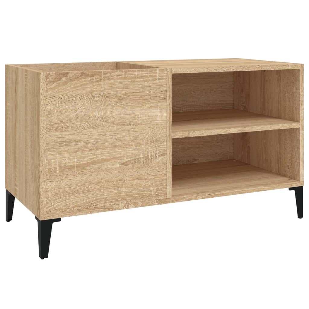 Platenkast 84,5x38x48 cm bewerkt hout artisanaal eikenkleur