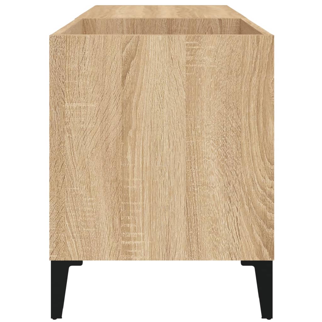 Platenkast 84,5x38x48 cm bewerkt hout artisanaal eikenkleur