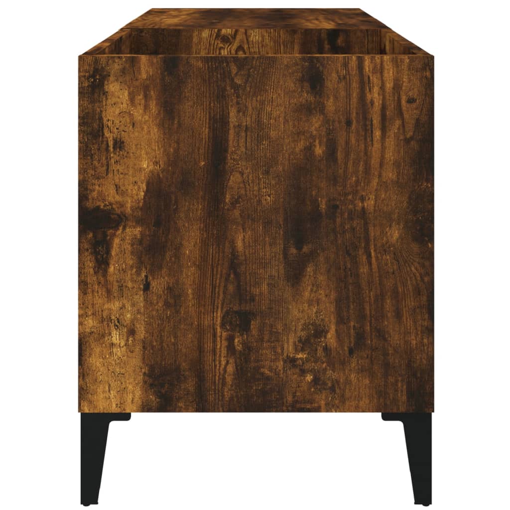 Platenkast 84,5x38x48 cm bewerkt hout artisanaal eikenkleur