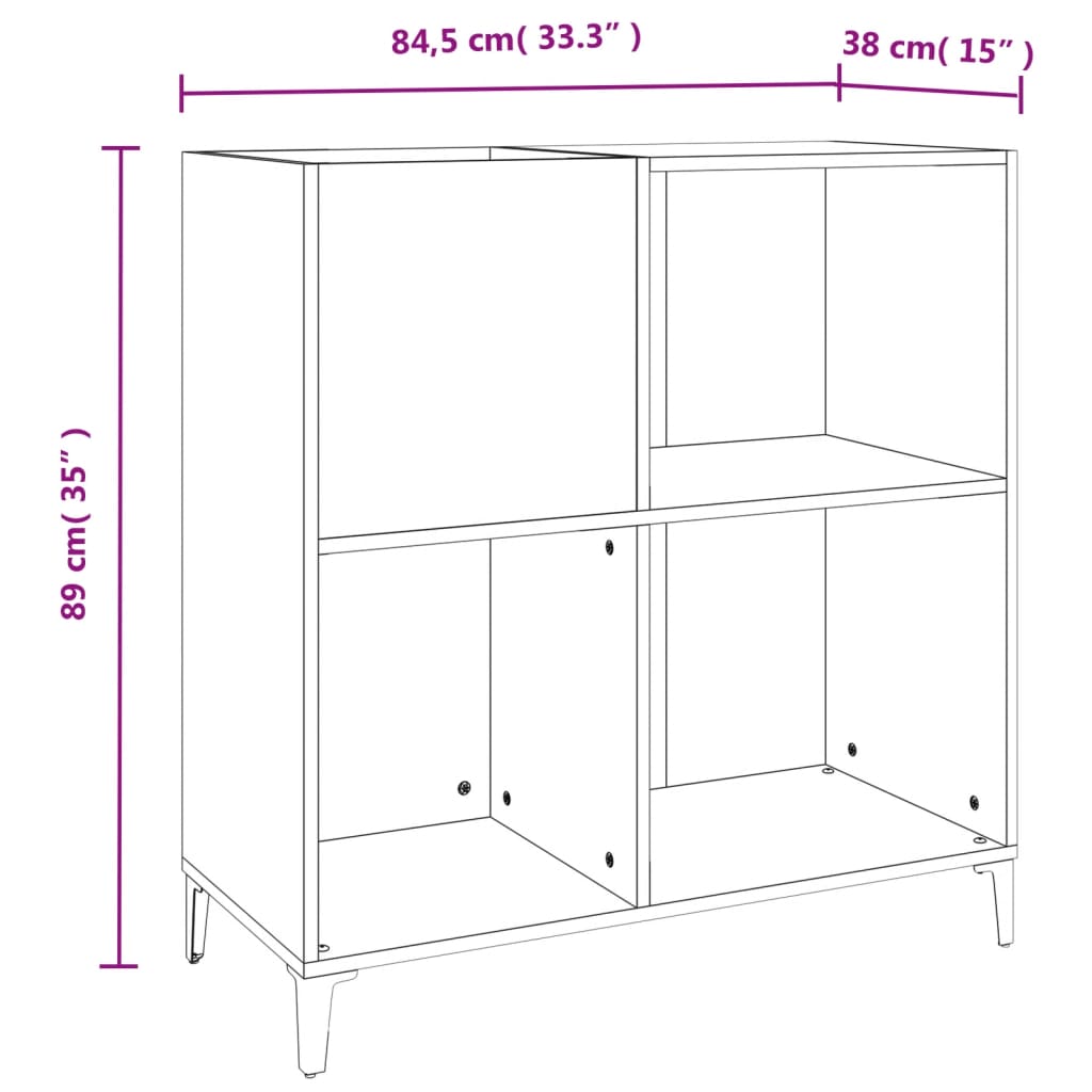 Platenkast 84,5x38x89 cm bewerkt hout