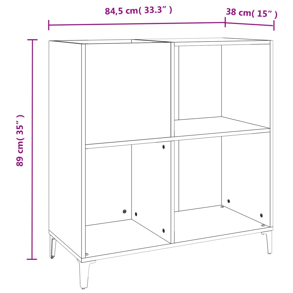 Platenkast 84,5x38x89 cm bewerkt hout