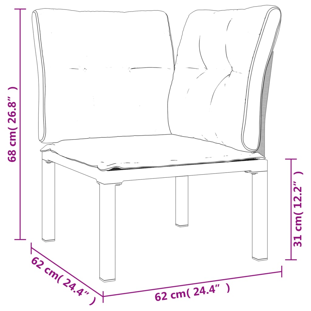 3-delige Loungeset met kussens poly rattan zwart en grijs