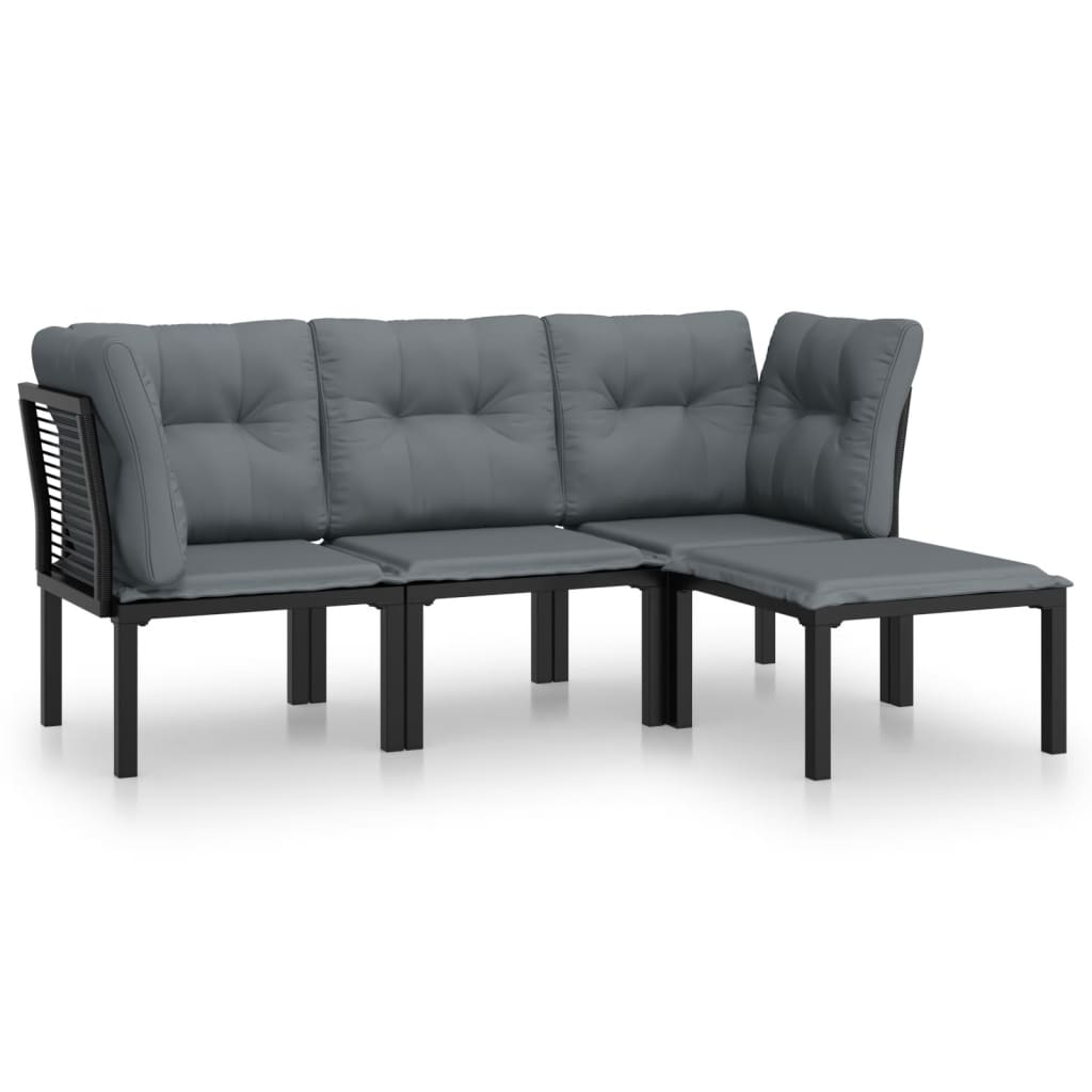 5-delige Loungeset poly rattan zwart en grijs