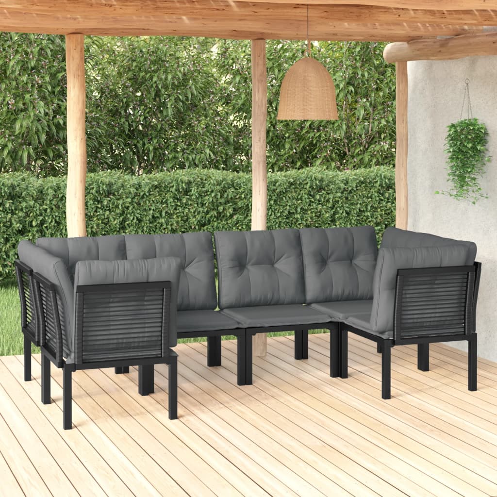 8-delige Loungeset poly rattan zwart en grijs