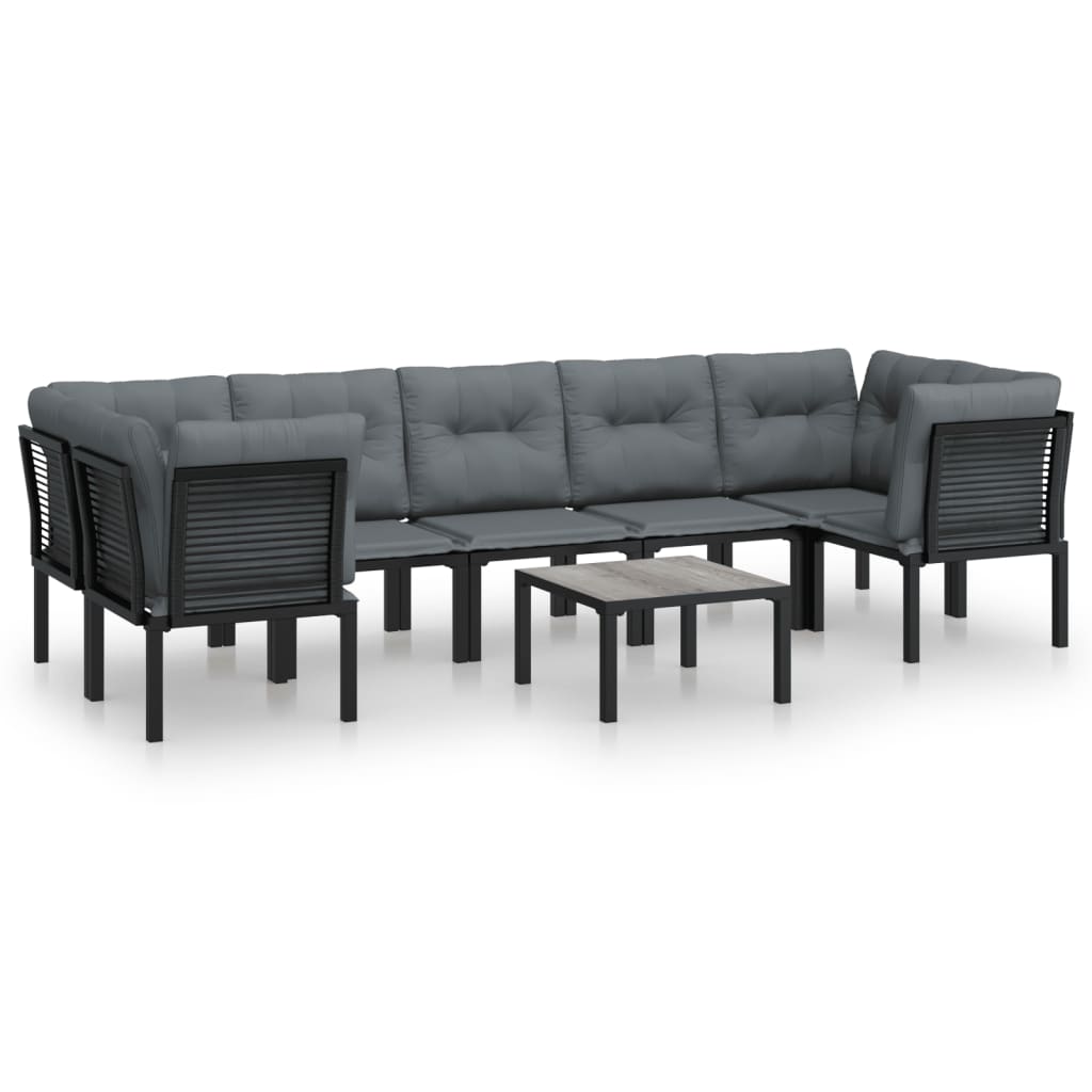 8-delige Loungeset poly rattan zwart en grijs