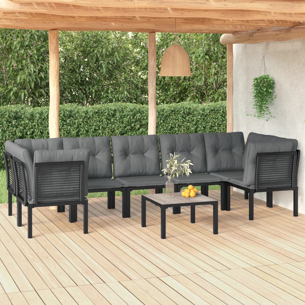 8-delige Loungeset poly rattan zwart en grijs