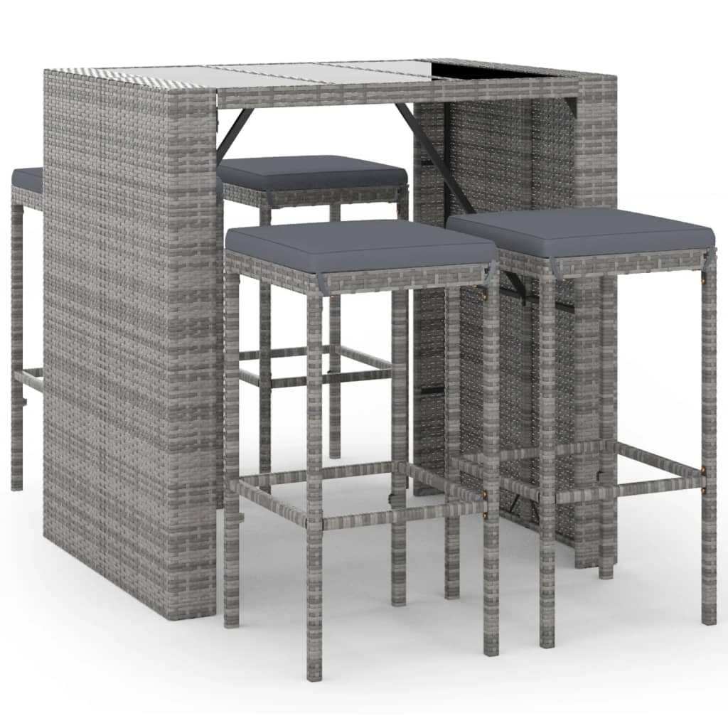 7-delige Tuinbarset met kussens poly rattan