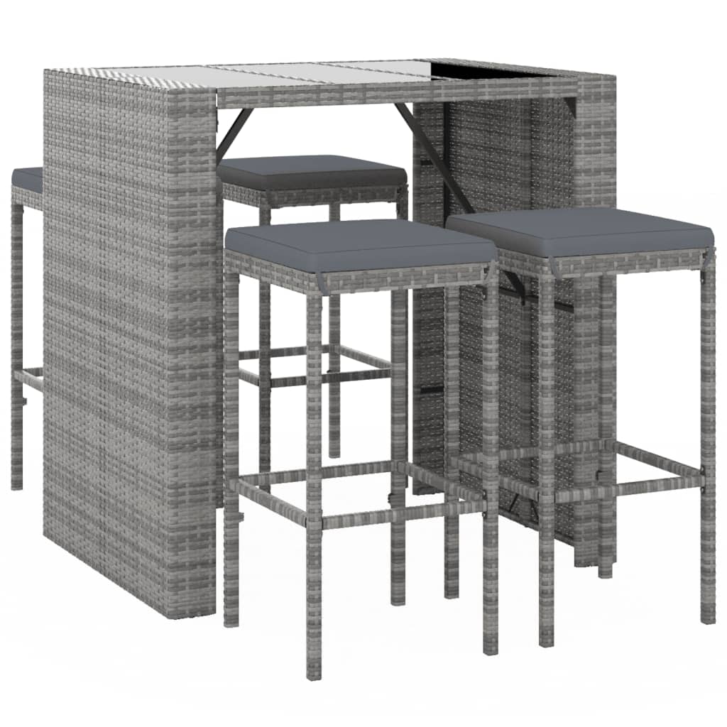 7-delige Tuinbarset met kussens poly rattan