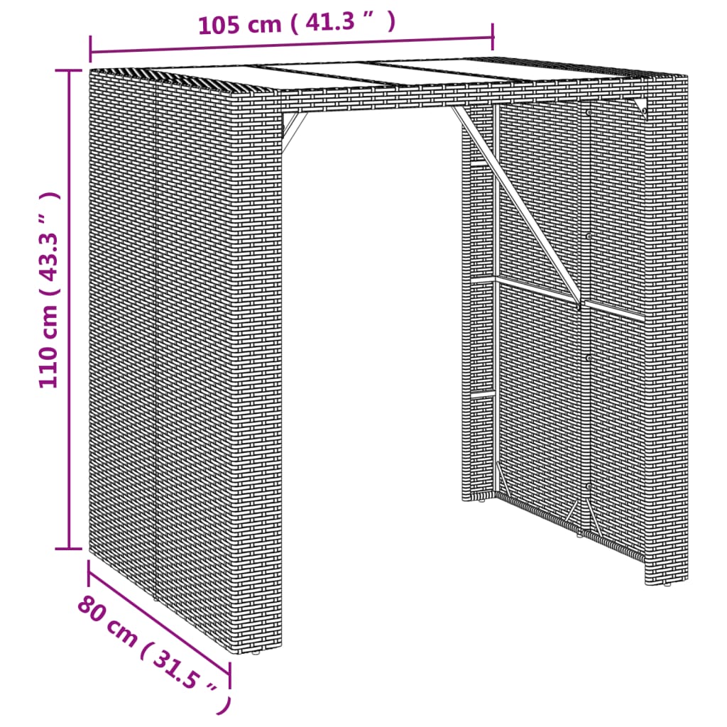 Ensemble de bar de jardin 7 pièces avec coussins en polyrotin