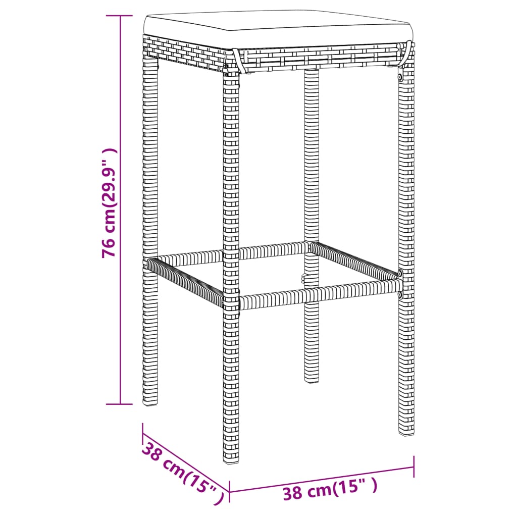 7-delige Tuinbarset met kussens poly rattan