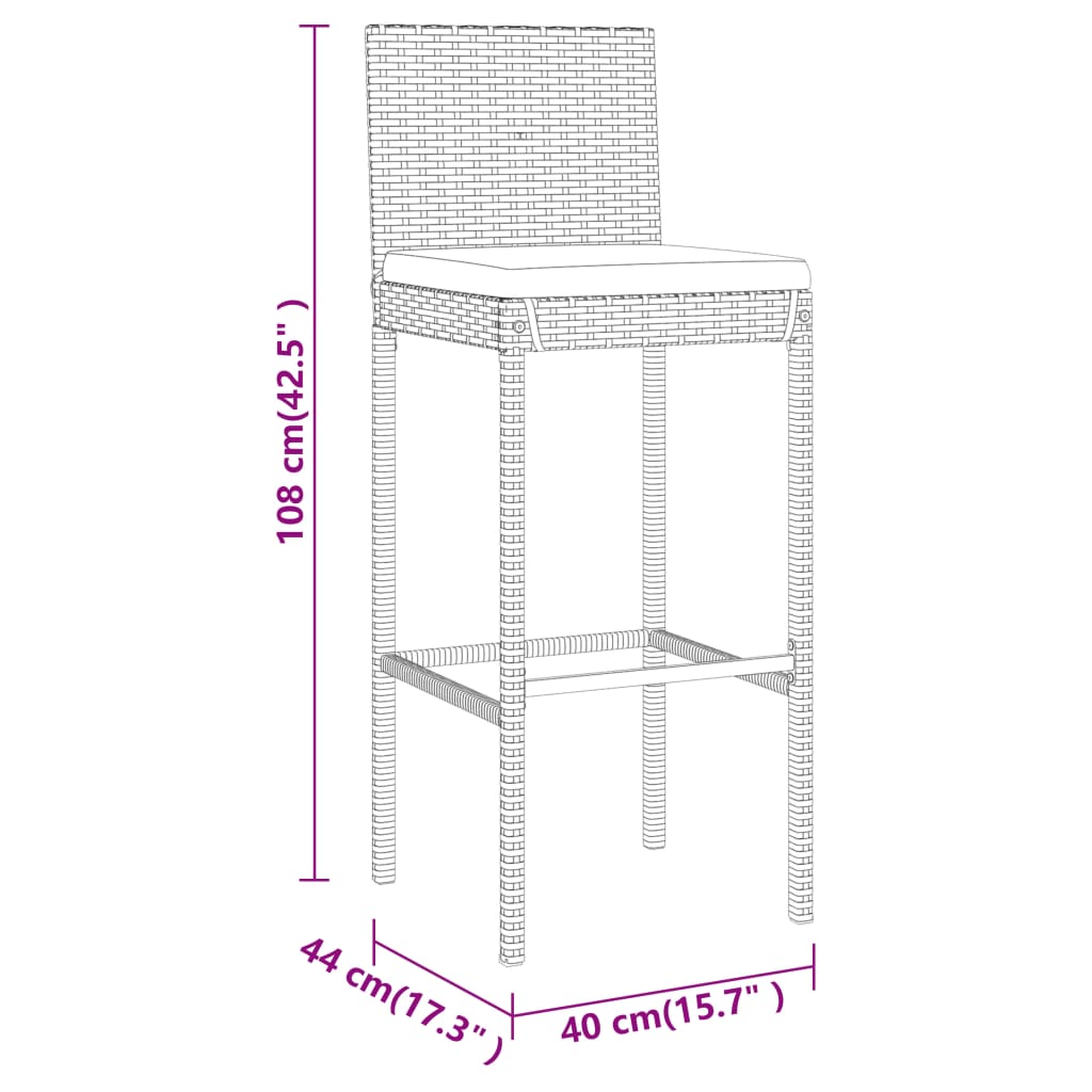 9-delige Tuinbarset met kussens poly rattan