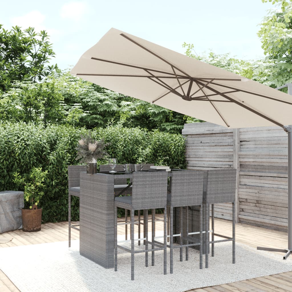 9-delige Tuinbarset met kussens poly rattan