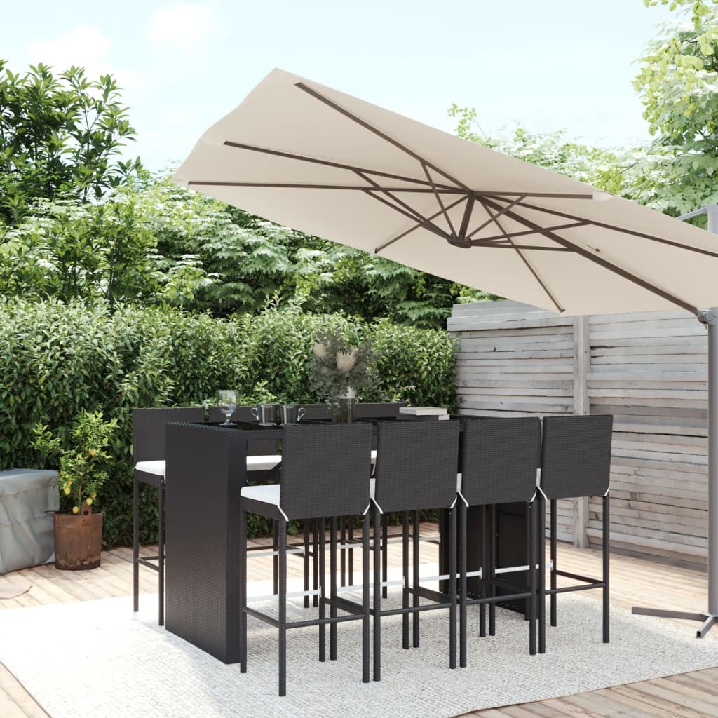 9-delige Tuinbarset met kussens poly rattan