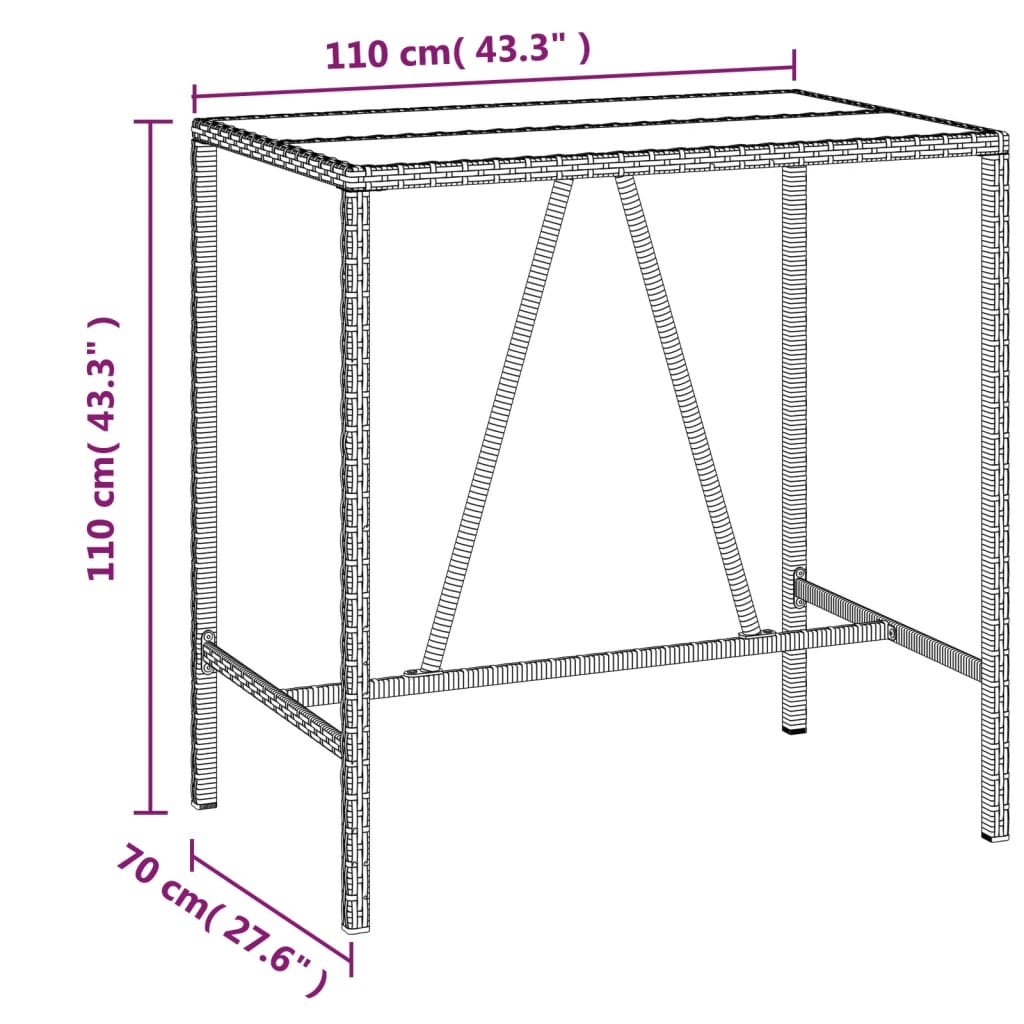 Ensemble de bar de jardin 9 pièces avec coussins en polyrotin