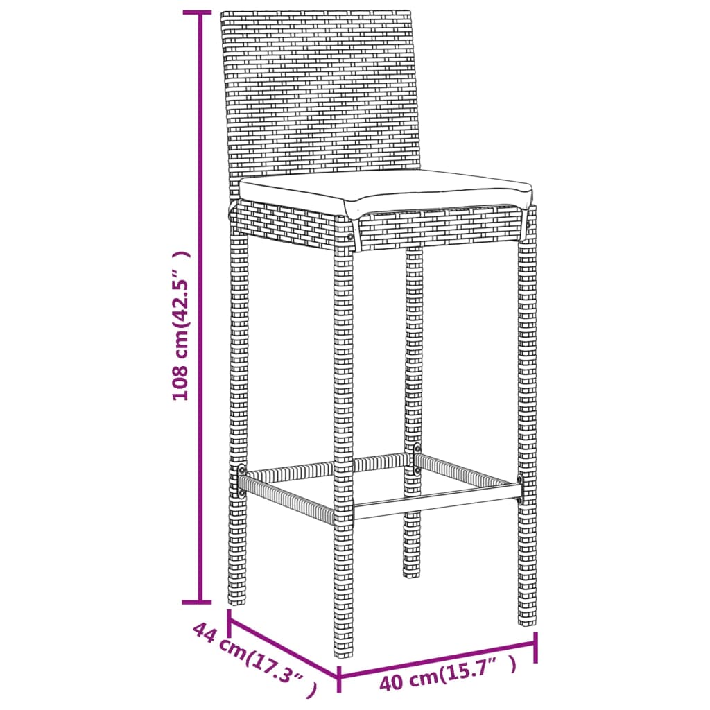 Ensemble de bar de jardin 5 pièces avec coussins en polyrotin