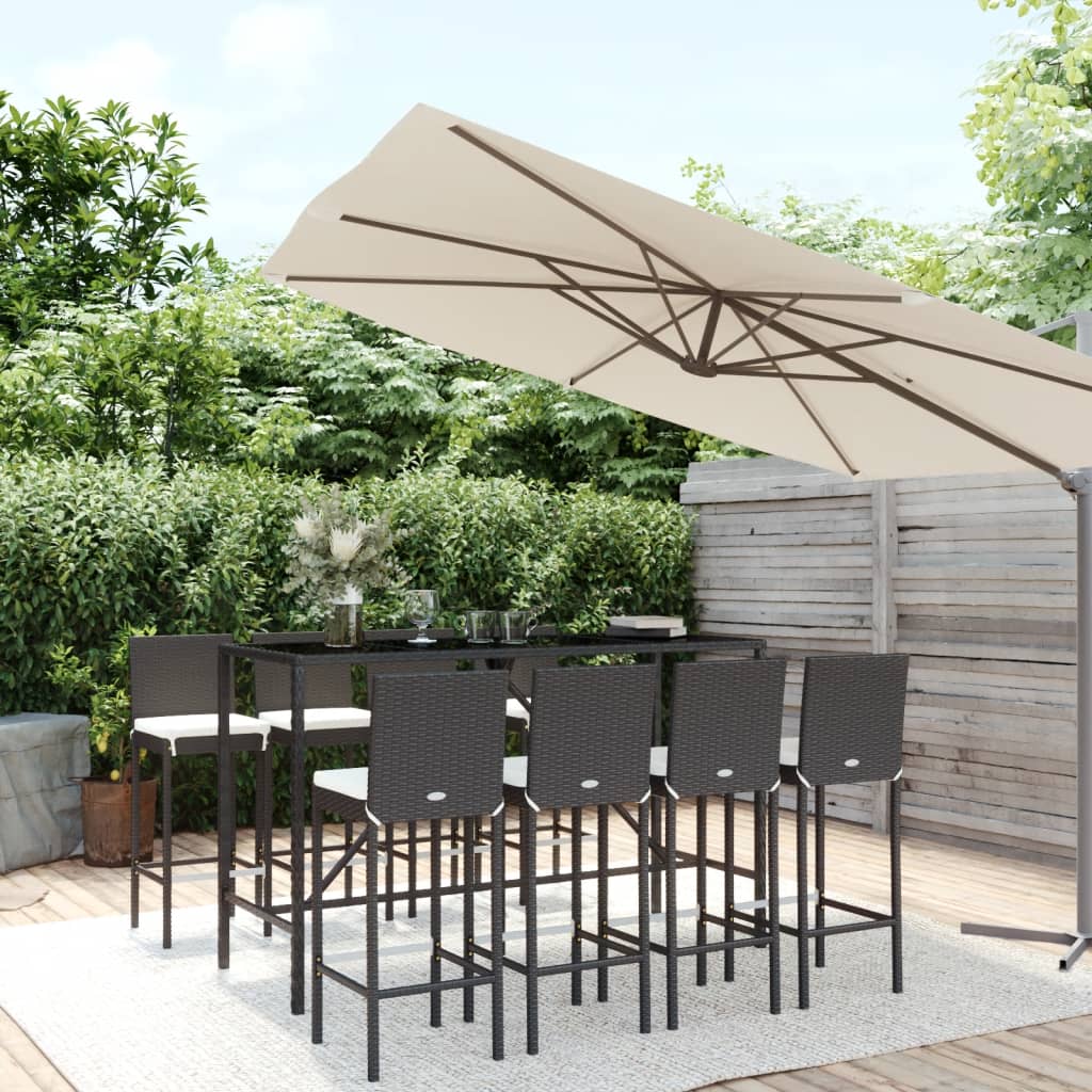 5-delige Tuinbarset met kussens poly rattan