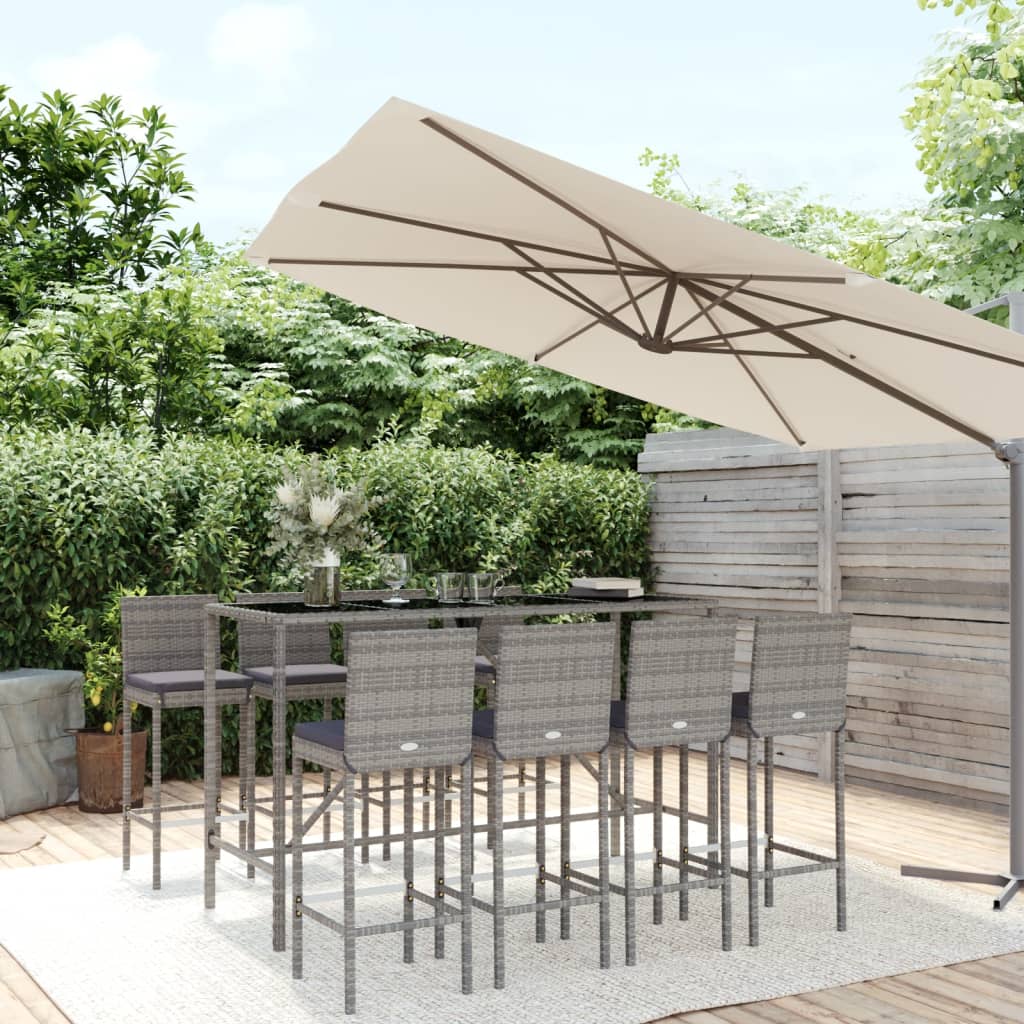 5-delige Tuinbarset met kussens poly rattan