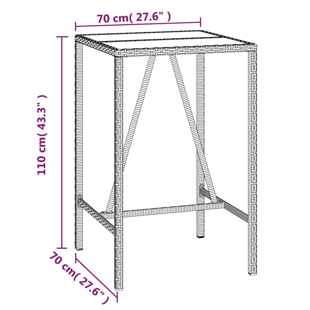 5-delige Tuinbarset poly rattan en massief acaciahout