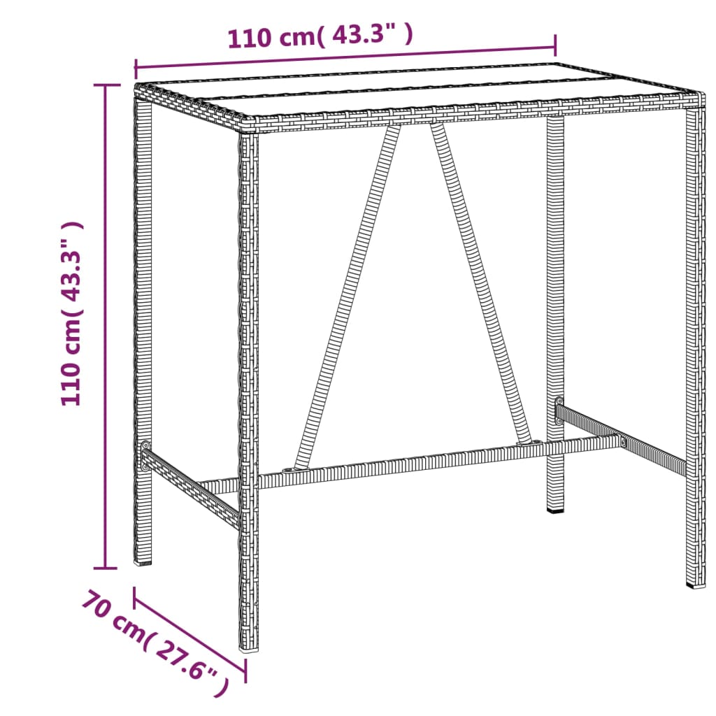 5-delige Tuinbarset poly rattan en massief acaciahout