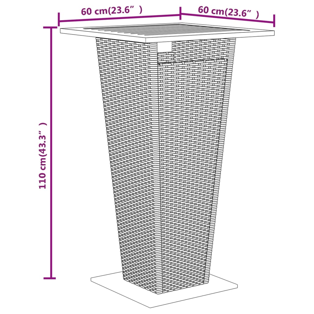 3-delige Tuinbarset poly rattan en massief acaciahout