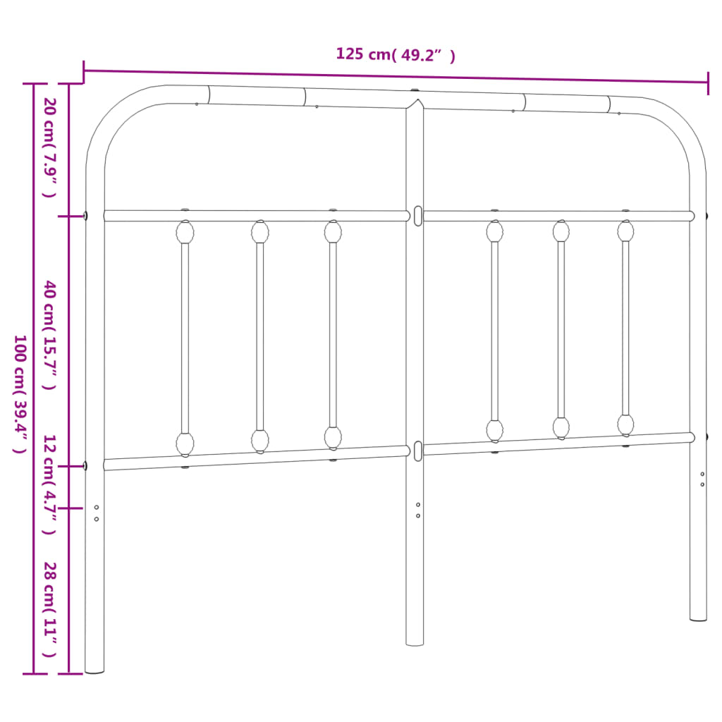 Hoofdbord metaal 120 cm