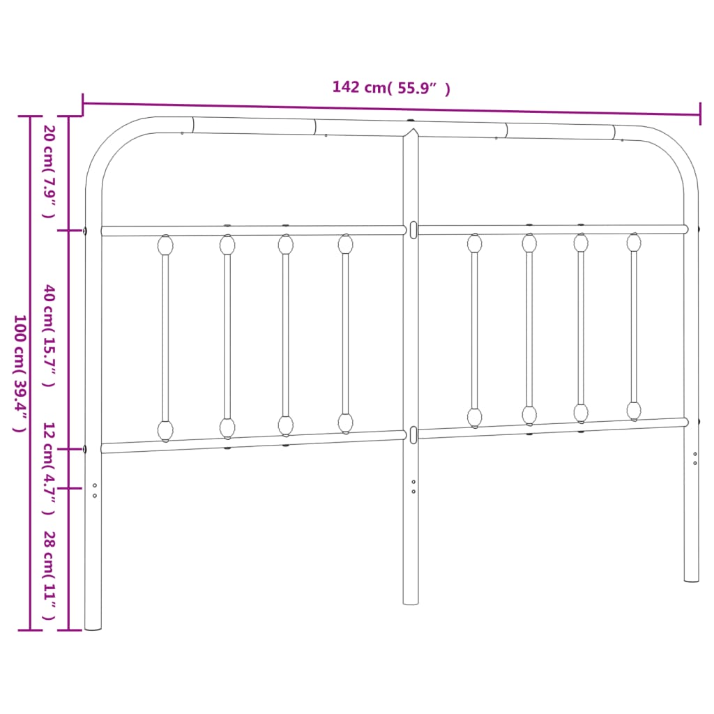 Hoofdbord metaal 120 cm