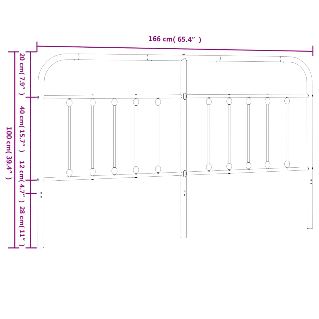 Hoofdbord metaal 120 cm