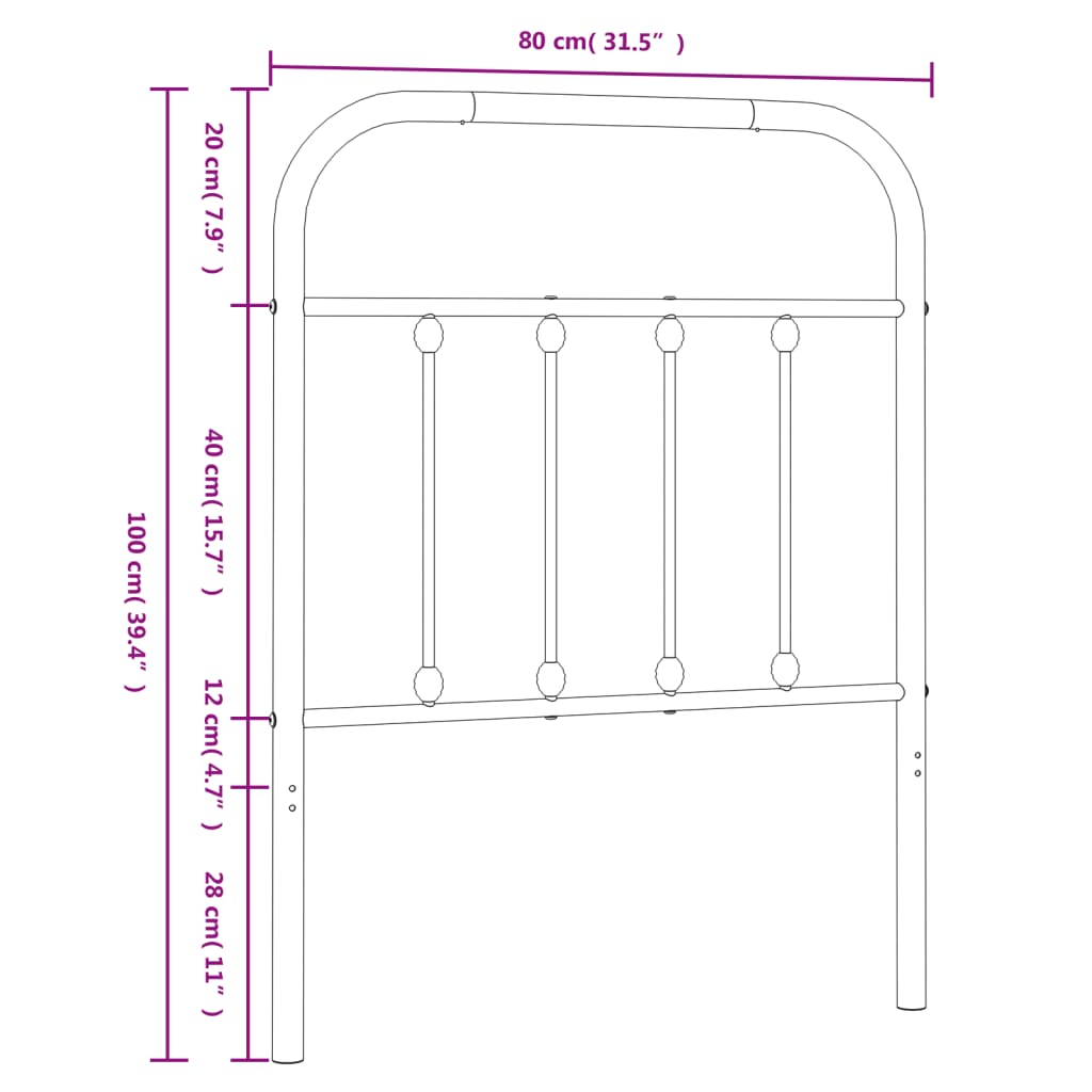 Tête de lit en métal 120 cm