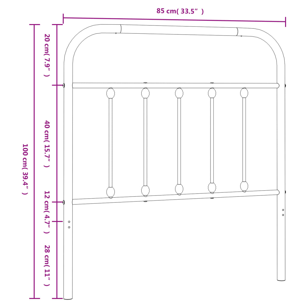 Tête de lit en métal 120 cm