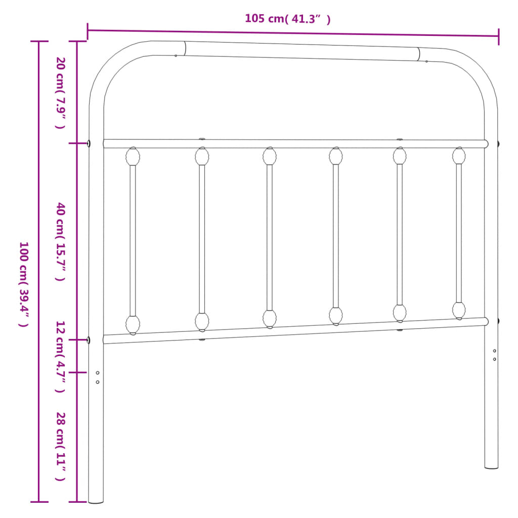 Hoofdbord metaal 120 cm