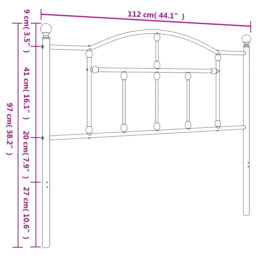 Tête de lit 160 cm en métal