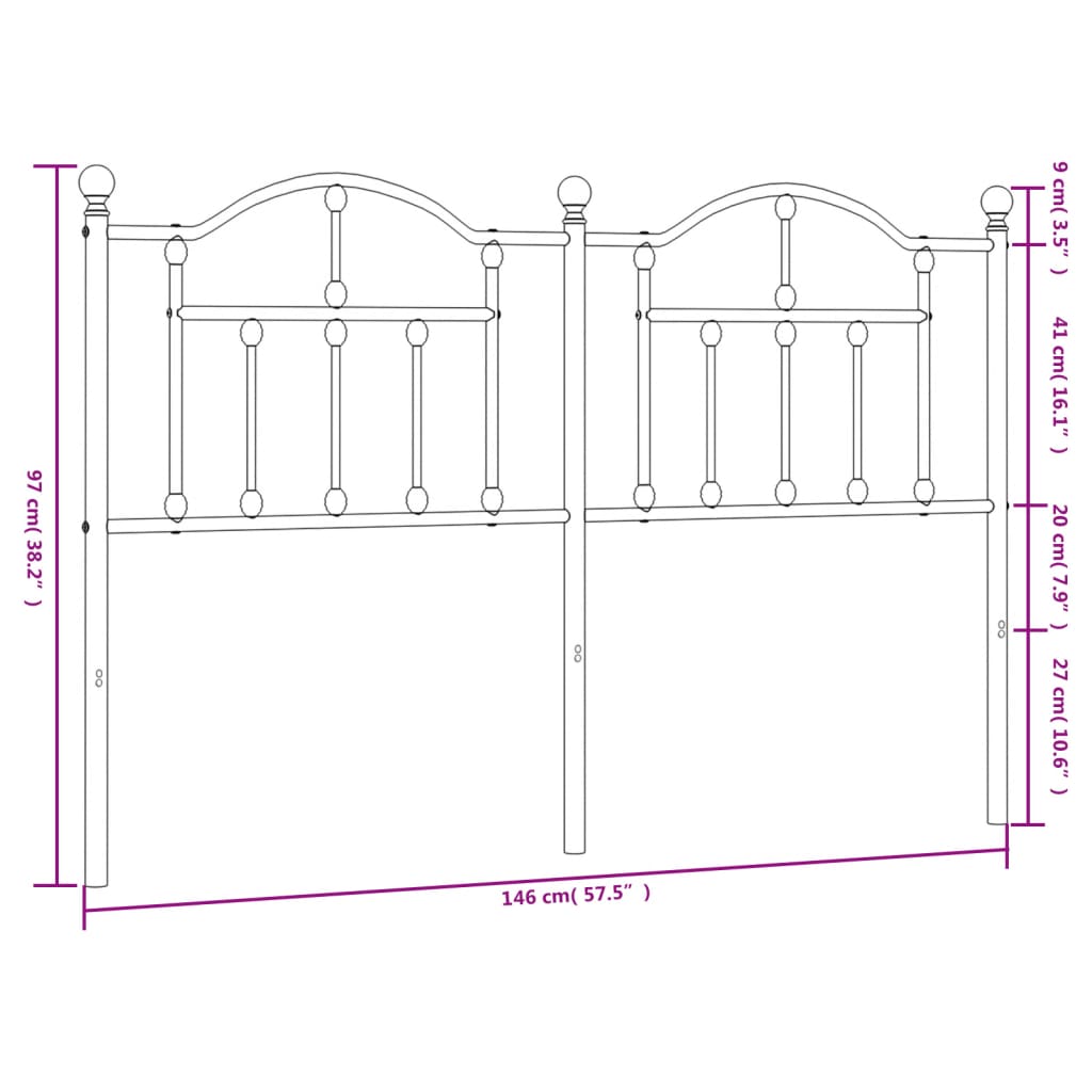 Tête de lit 160 cm en métal