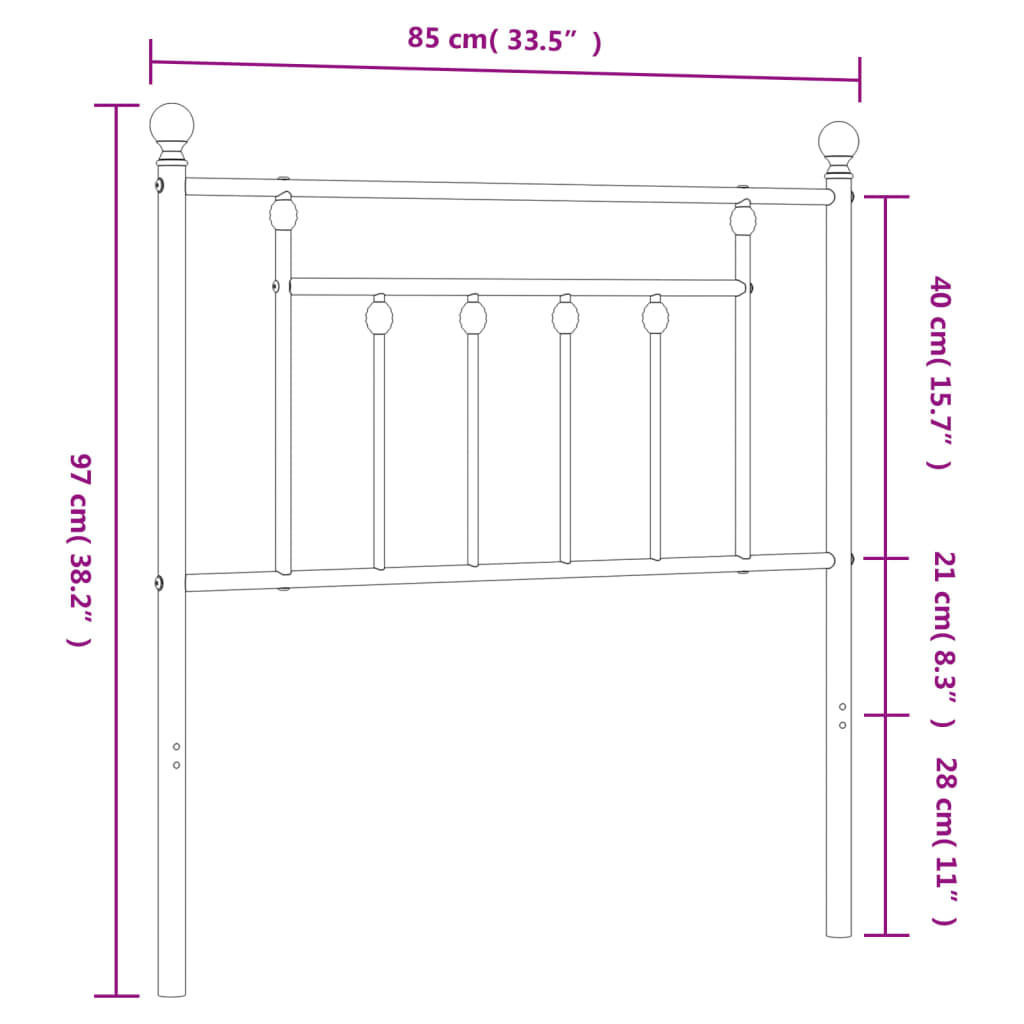 Hoofdbord 80 cm metaal