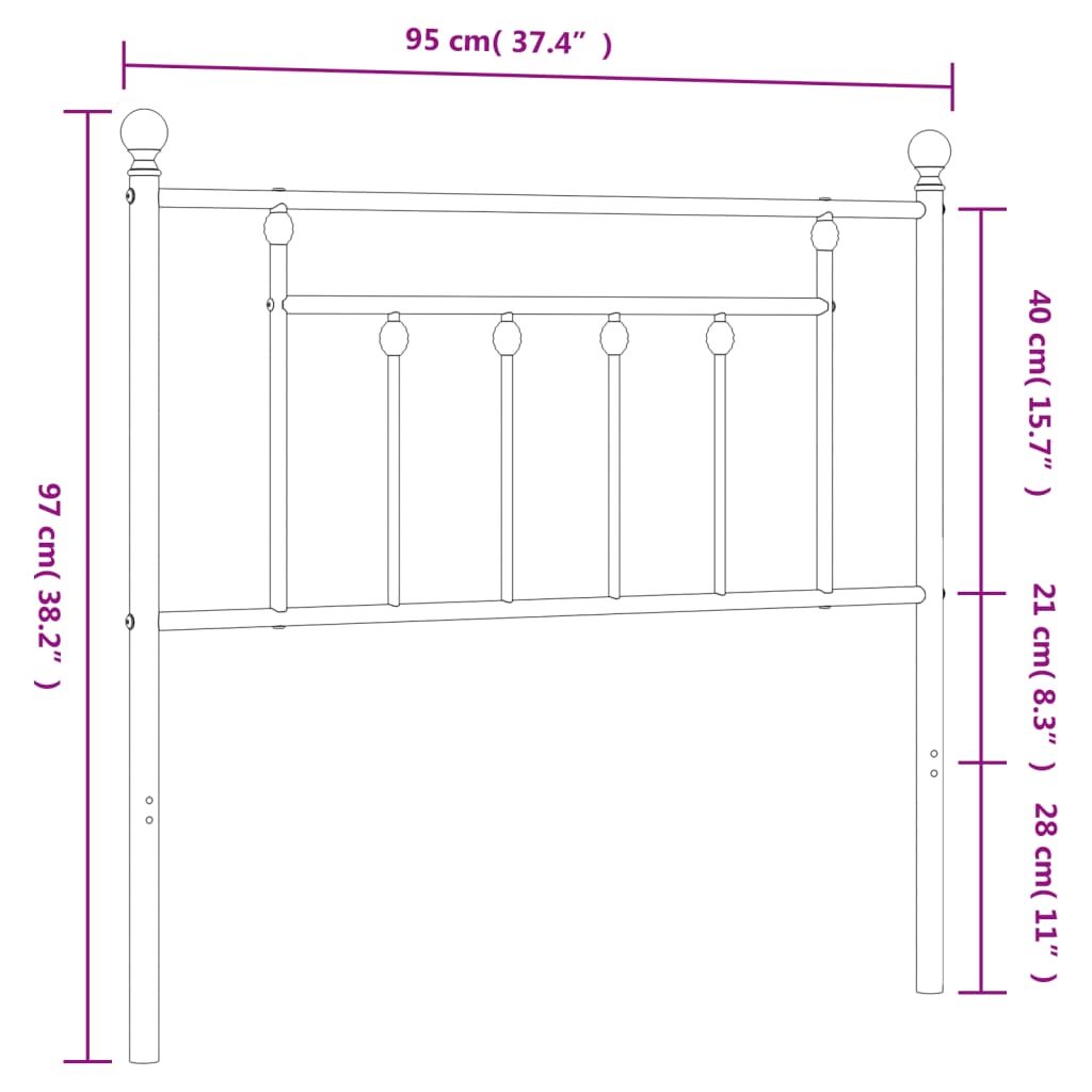 Hoofdbord 80 cm metaal