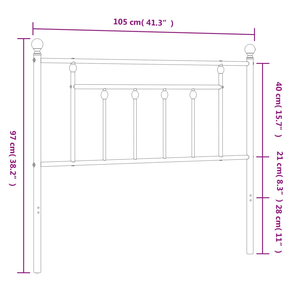 Hoofdbord 80 cm metaal