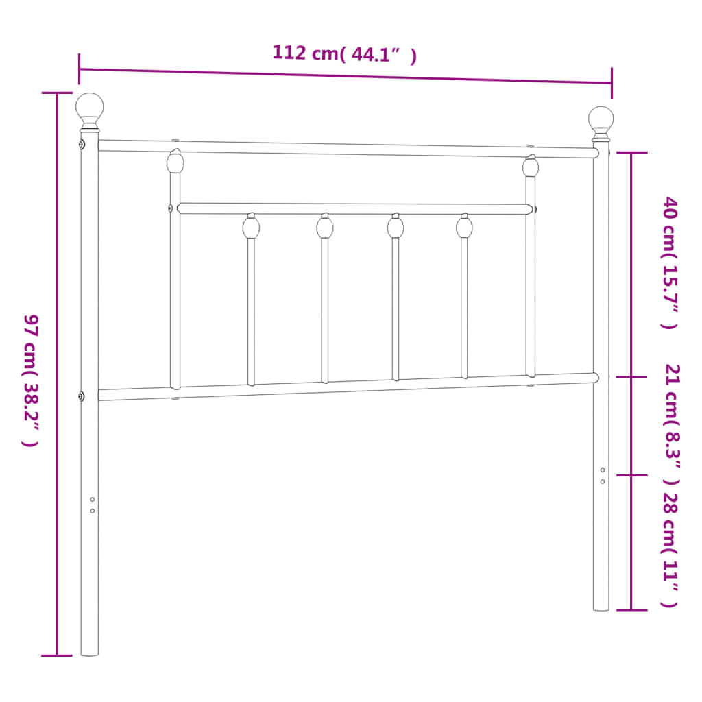 Hoofdbord 80 cm metaal