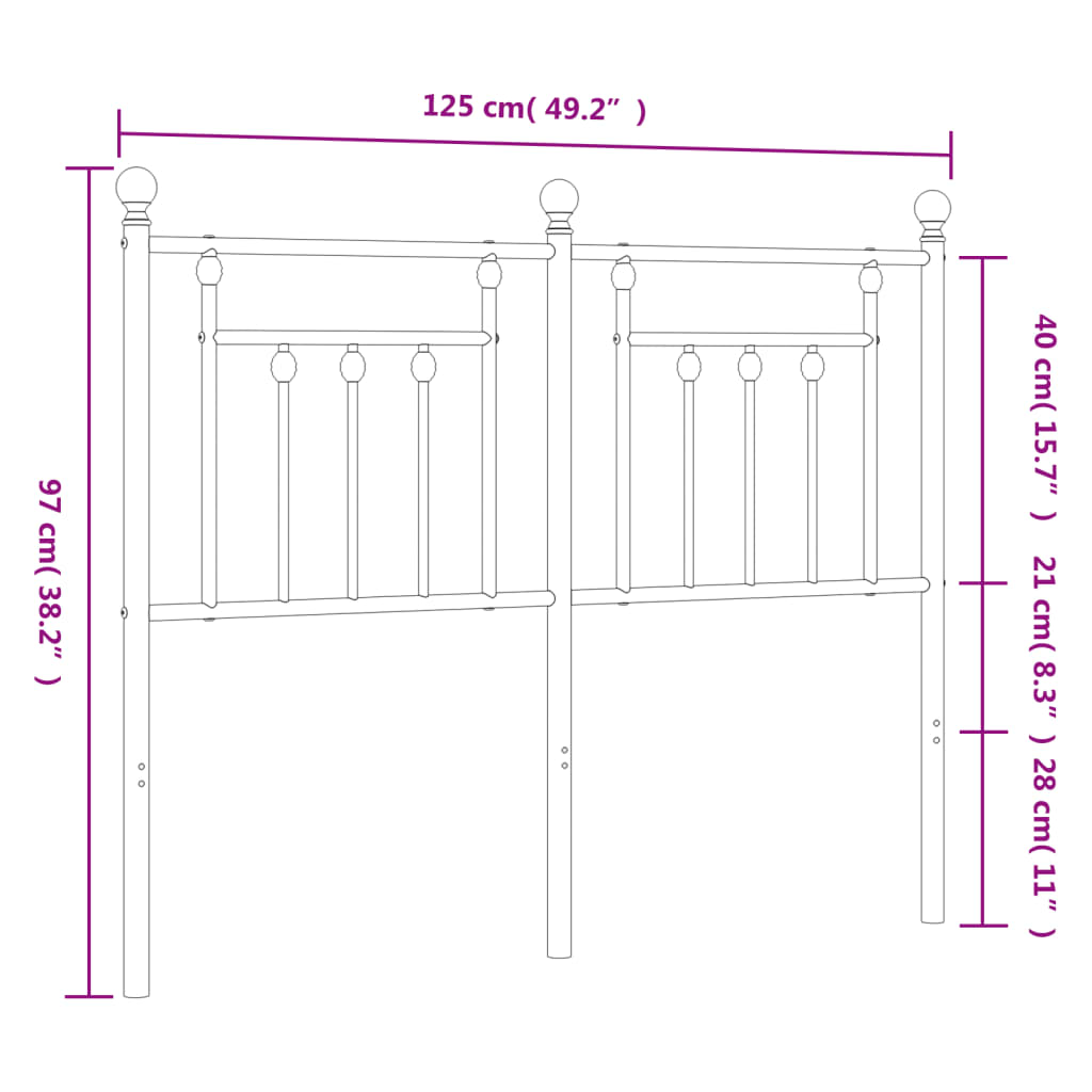 Hoofdbord 80 cm metaal