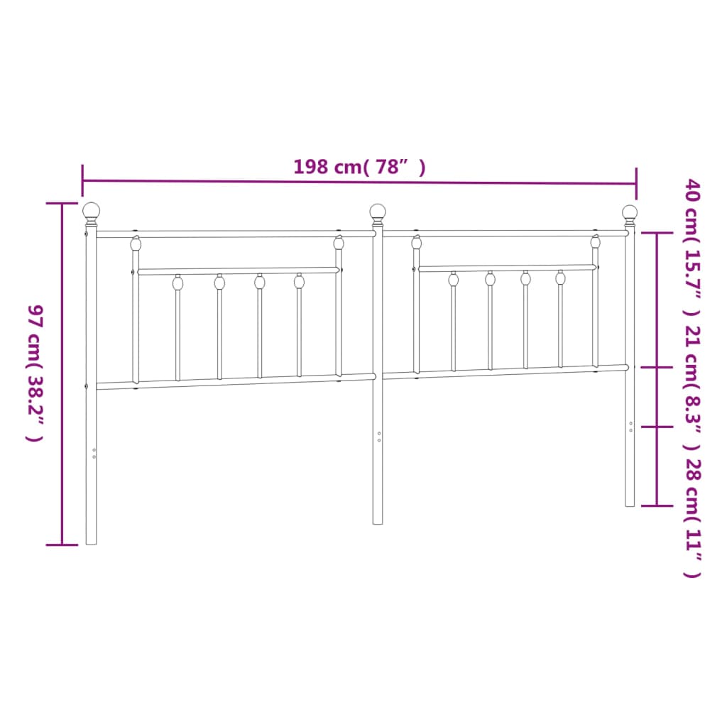 Hoofdbord 80 cm metaal