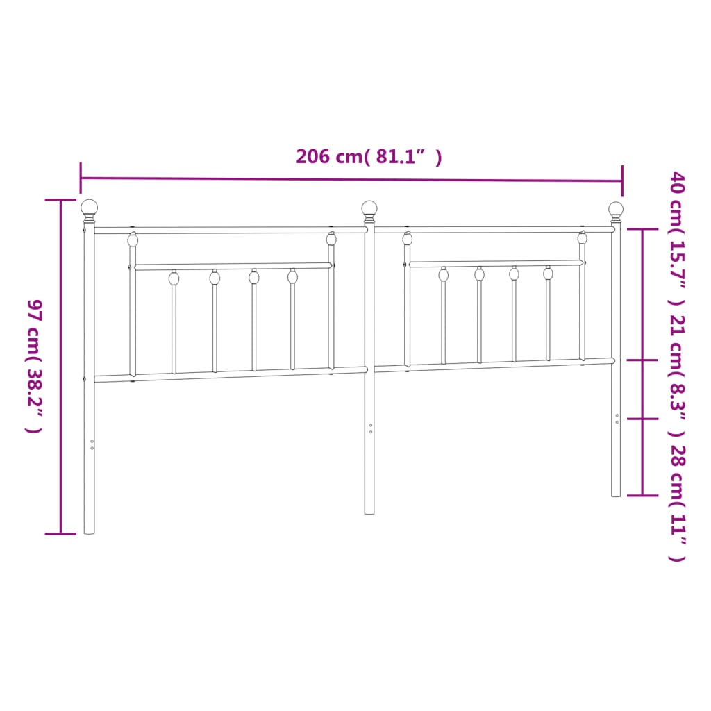 Hoofdbord 80 cm metaal