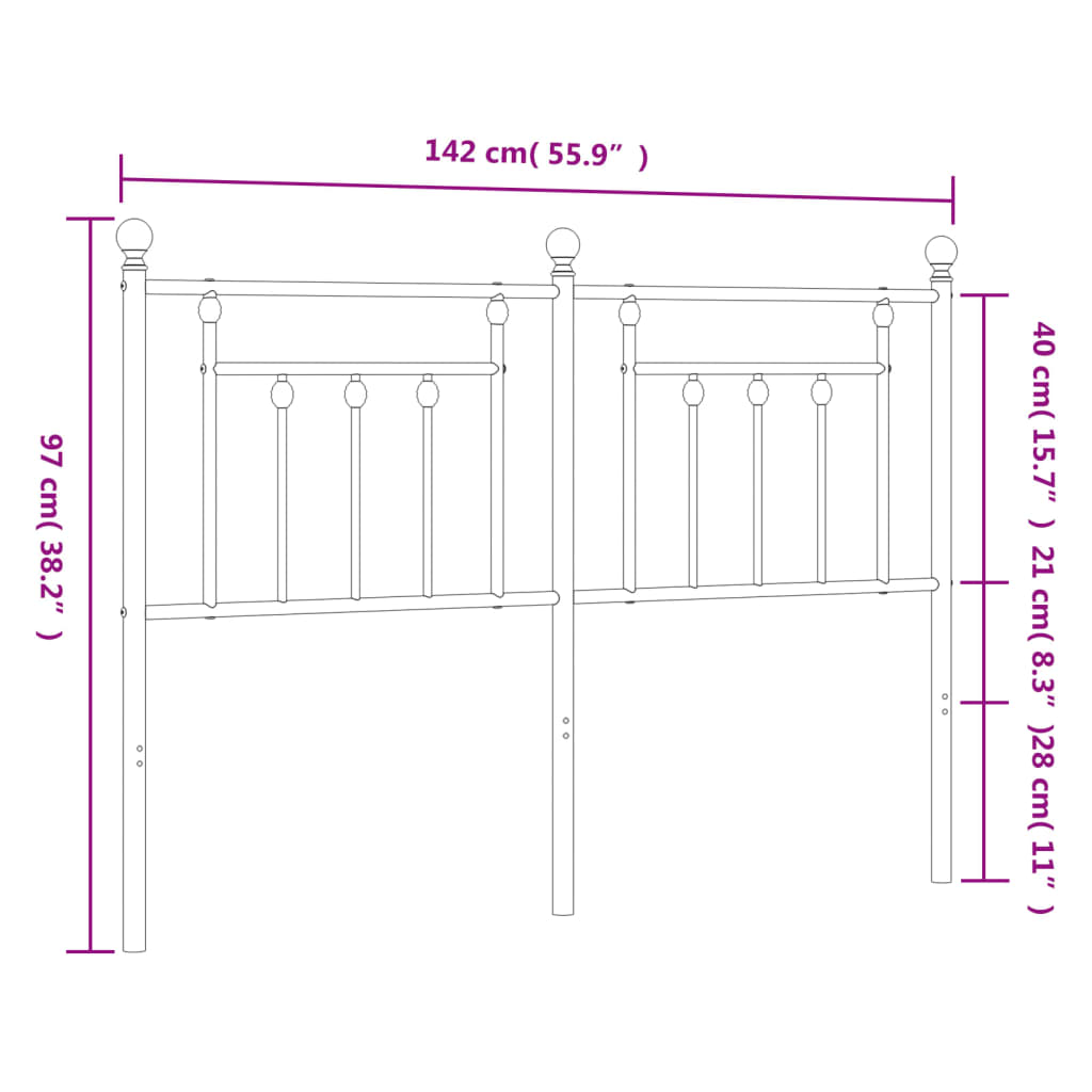 Hoofdbord 80 cm metaal